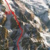 Nanga Parbat od str. Diamir, fot. Bogdan Jankowski. Zaznaczona droga Kinshofera